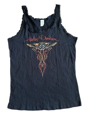 Harley Davidson 110th Lace Trim Y2K Style Tank Top